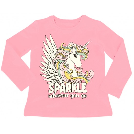 Детска блузка с SPARKLE за момиче 92-140 см розов цвят Блузи