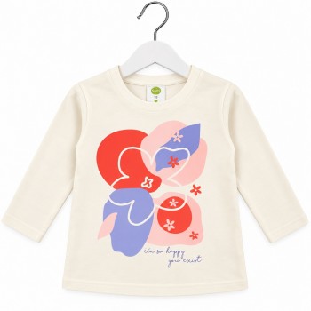 Детска блуза с дълъг ръкав Flowers 68-110см. цвят екрю Блузи