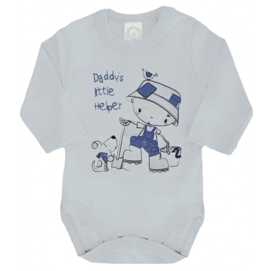 Бебешко боди Daddy's little helper 62-74см. сив цвят  Бодита за момчета