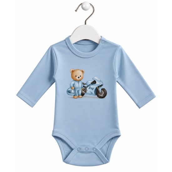 Бебешко боди с дълъг ръкав Панда на Candy 74-86 см син цвят Бодита за момчета