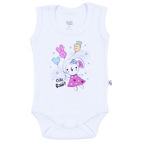 Бебешко боди потник Cute Rabbit на Candy 68-92 см бял цвят Бодита за момичета
