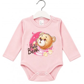 Бебешко боди с дълъг ръкав Hello bear 68-98 см розов цвят Блузи