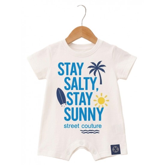 Бебешко гащеризонче за момченца STAY SUNNY62-80см. бял цвят  - Гащеризони за момчета