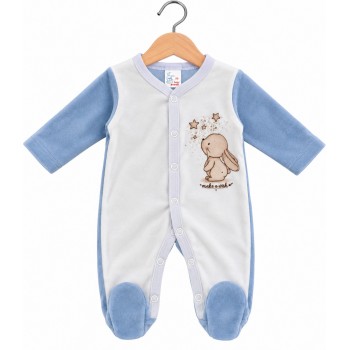 Зимно гащеризонче Cute little rabbit 56-74 см син цвят  - Гащеризони за момчета