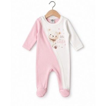 Бебешки гащеризон с цип „Little and Cute“, 56-68 см, розов цвят Бебешки гащеризон с цип „Little and Cute“, 56-68 см, розов цвят - Гащеризони за момичета
