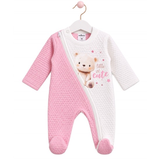 Бебешки плътен гащеризон от капитон Little and Cute 56-68 см. в розов цвят - Гащеризони за момичета