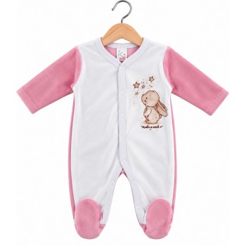 Зимно гащеризонче Cute little rabbit 56-74 см розов цвят - Гащеризони за момичета