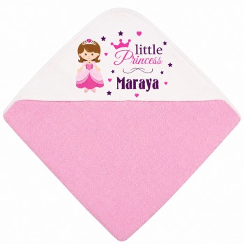 Розова персонализирана бебешка хавлия с качулка с име на Вашето дете ! Little Princess Розова персонализирана бебешка хавлия с качулка с име на Вашето дете ! Little Princess Хавлии за деца