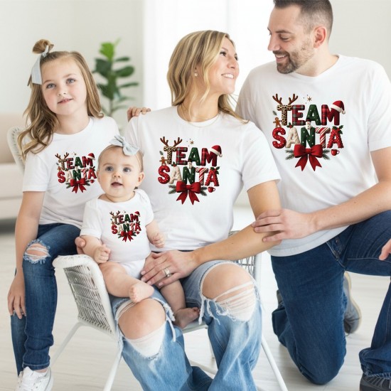 Коледни персонализирани тениски за цялото семейство „Team SANTA“ - Коледни артикули