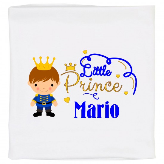 Бебешка персонализирана пелена Little prince в бял цвят и име на Вашето дете! Бебешка персонализирана пелена Little prince в бял цвят и име на Вашето дете! Пелени и завивки